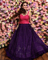 Purple Gajari Georgette Party Wear Lehenga Choli